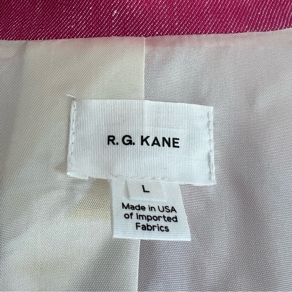 NEW R.G. Kane Harlow Jacket Dress Tuxedo FLAX Linen Cotton Sz L Fuchsia Pink - Picture 4 of 17
